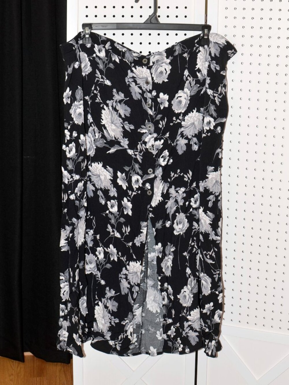 Plus Size 2X Wild Fable Black White Floral Button Front Whimsigoth Maxi Skirt